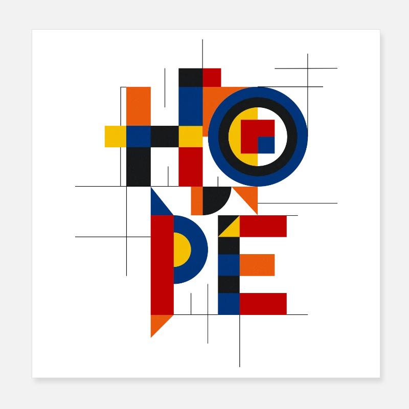 Lettrage géométrique Hope Poster 20 x 20 cm