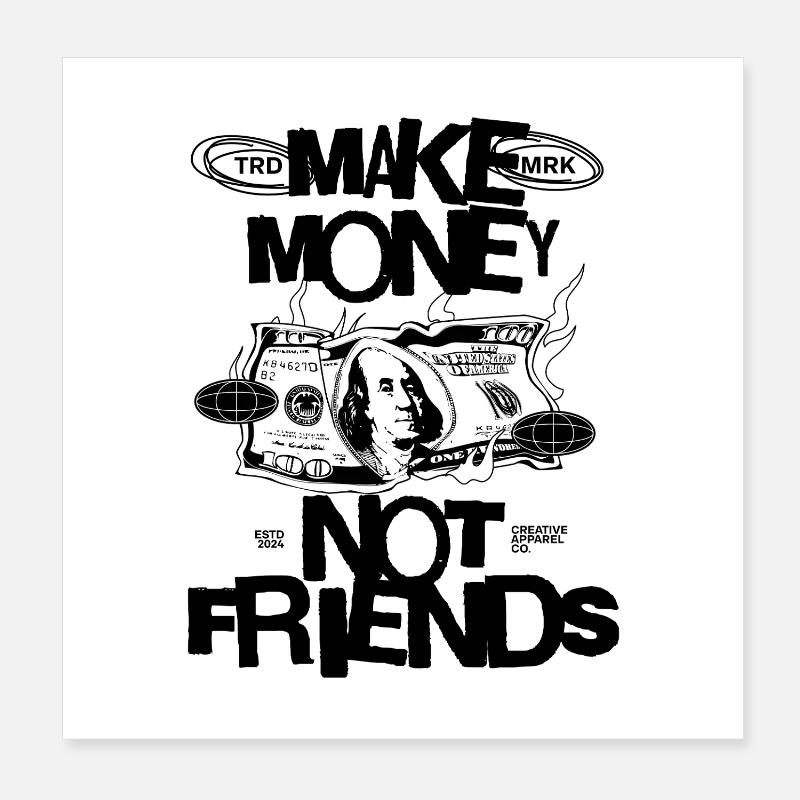 Dollar in Flames Pop Art Poster 8" x 8" (20x20 cm)