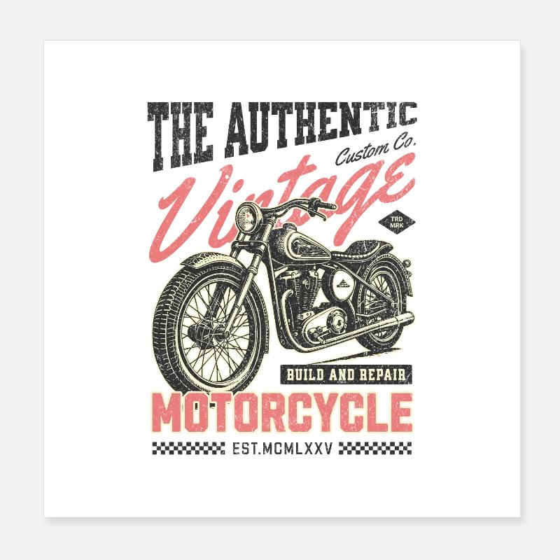 Authentic Vintage Motorcycle Poster 8" x 8" (20x20 cm)