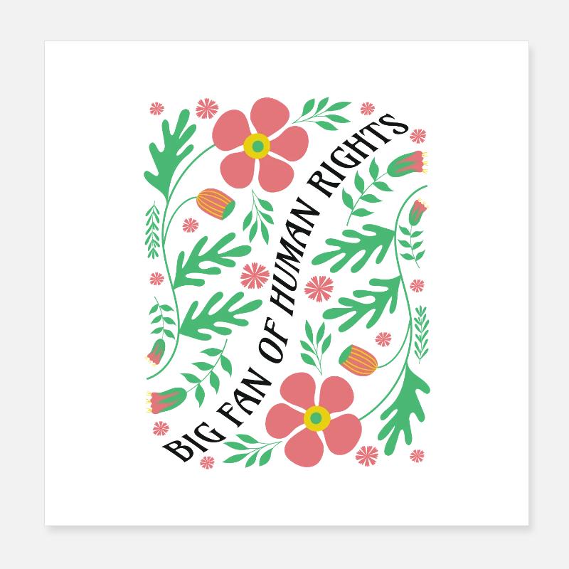 Blütenranke mit Menschrechte Statement Poster 20x20 cm
