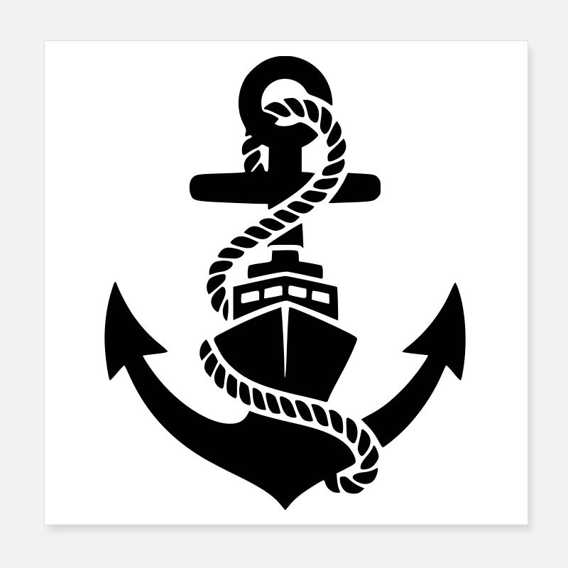 Anker Seil Maritim Silhouette Poster 20x20 cm