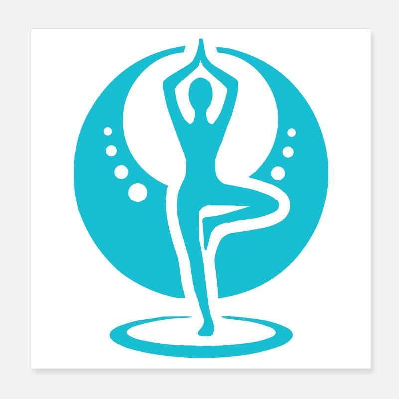 Silhouette yogique en cercle Poster 20 x 20 cm