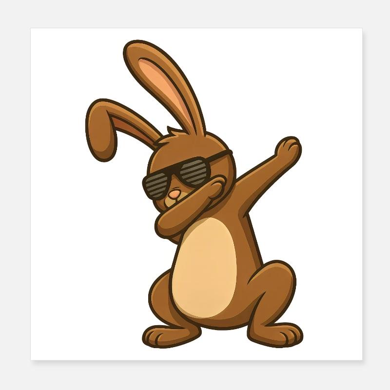 Lapin de Pâques Danse de Pâques Dab Poster 20 x 20 cm