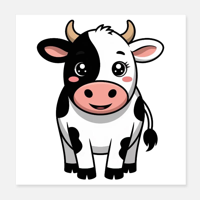 Vache - Vache comique Kawaii Poster 20 x 20 cm