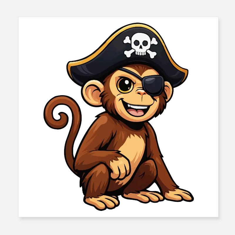 Monkey Pirate Poster 8" x 8" (20x20 cm)