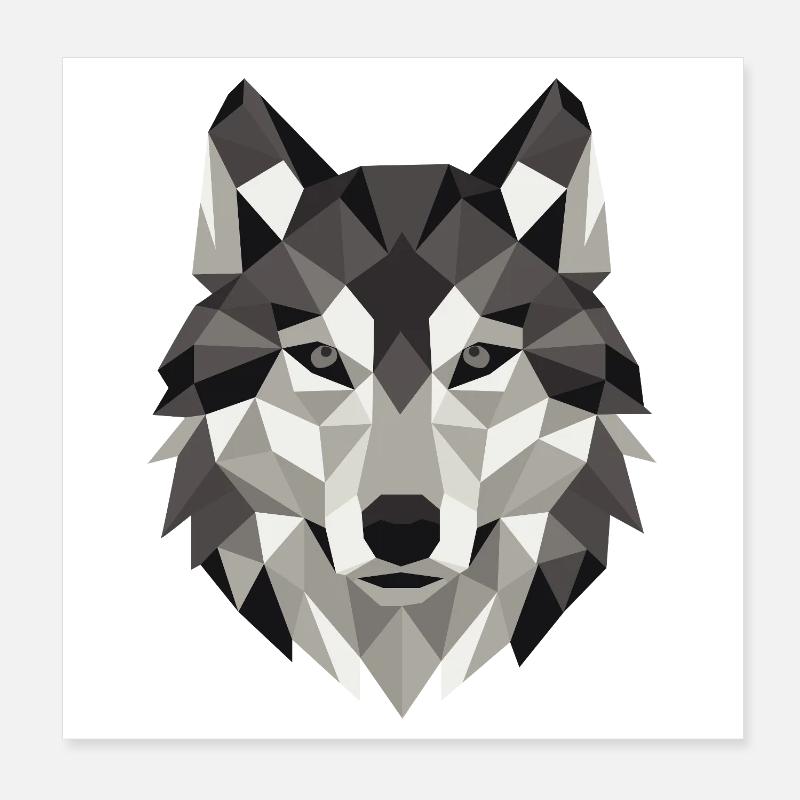 Wolfskopf Lowpoly Geometrie Poster 20x20 cm
