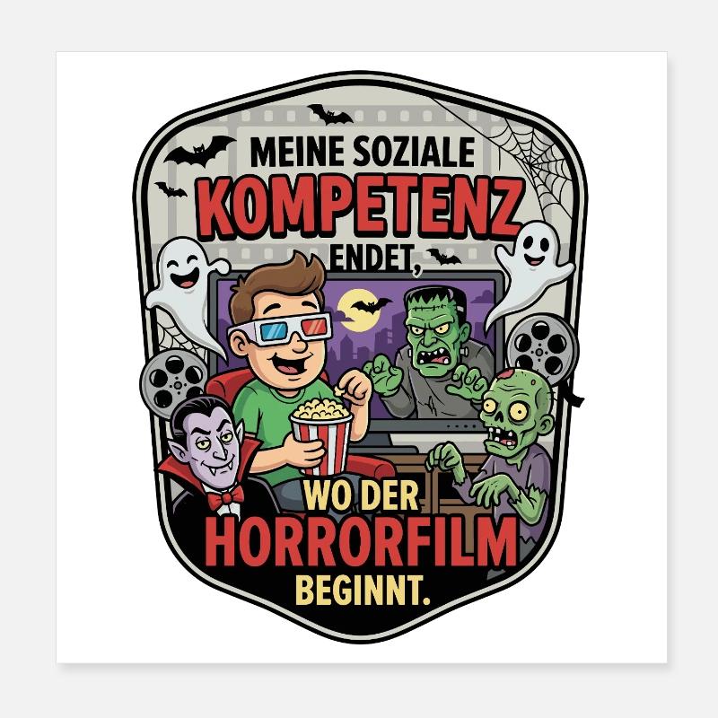 Horrorfilm Abend Komik Patch Poster 20x20 cm
