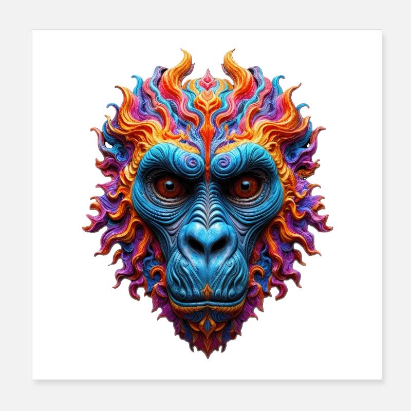 Gorille Flamboyant Éclatant Poster 20 x 20 cm