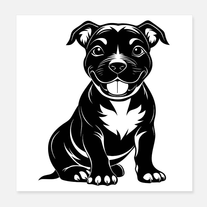 Doux Pitbul Heureux Poster 20 x 20 cm