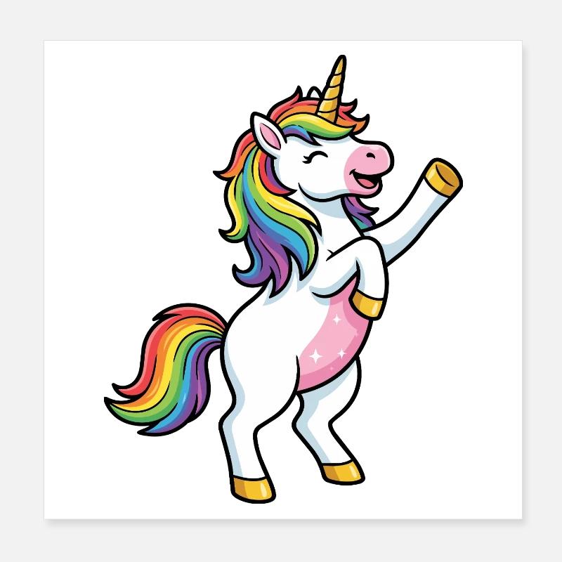Rainbow Unicorn Dance Poster 8" x 8" (20x20 cm)