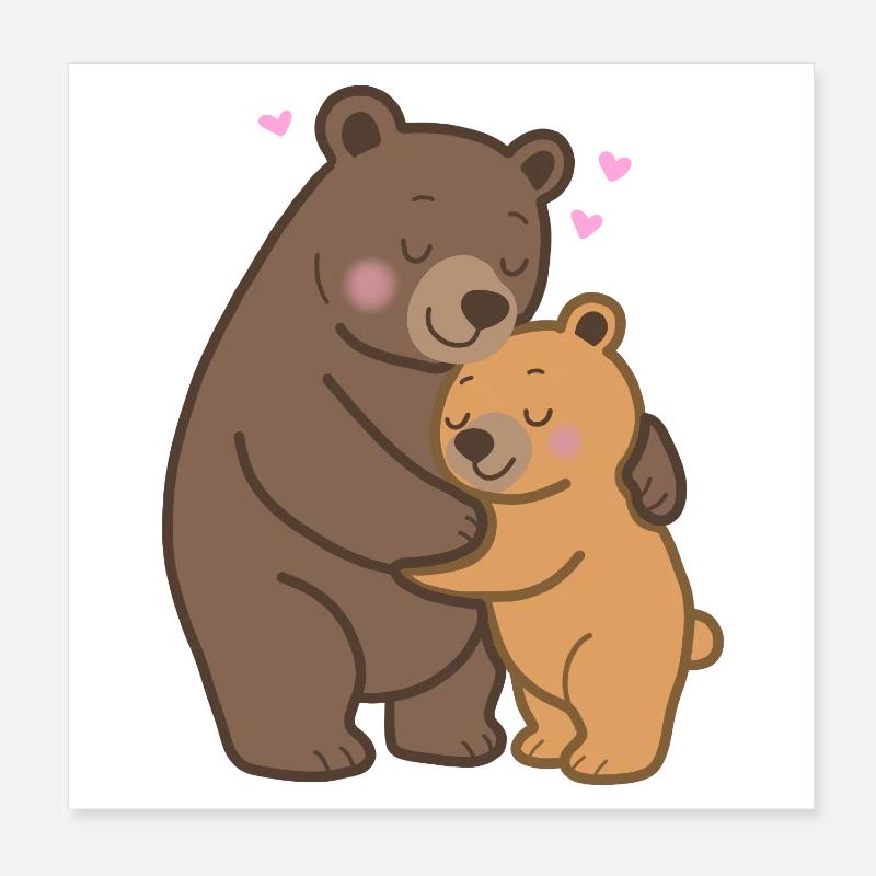 Maman Ours et Bébé Ours Poster 20 x 20 cm