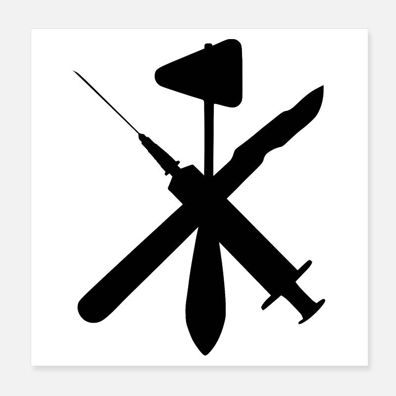 Scalpel Reflex Hammer Syringe black Poster 8" x 8" (20x20 cm)
