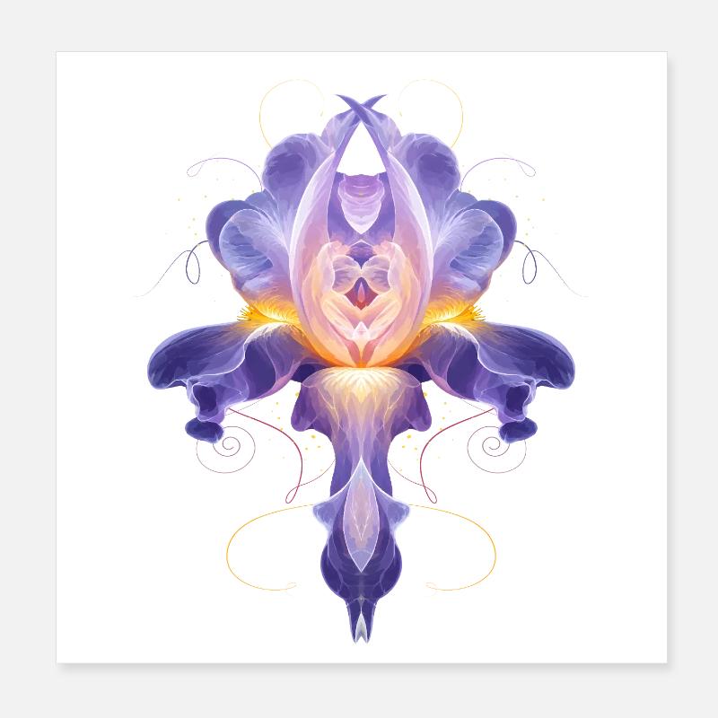 Abstract Iris Blossom Luminous Floral Design Poster 8" x 8" (20x20 cm)