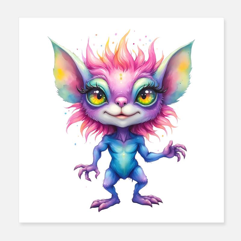 Fantasy-Regenbogenkreatur Poster 20x20 cm