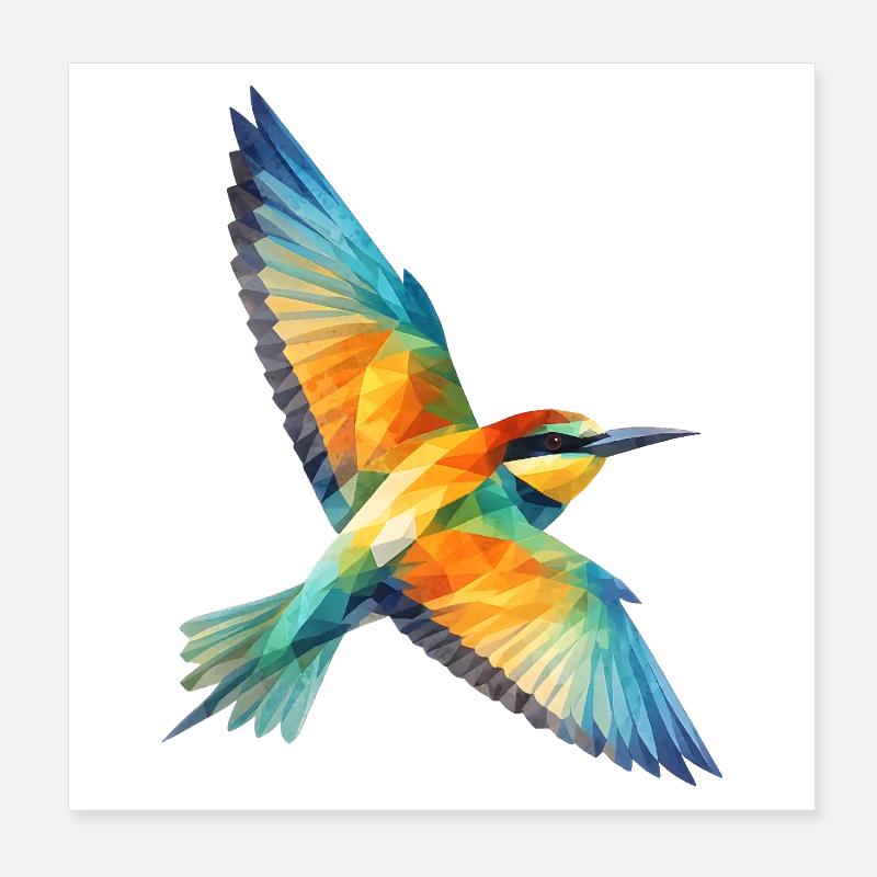 Art polygonal low polygon de Bee-Eater Bird Poster 20 x 20 cm