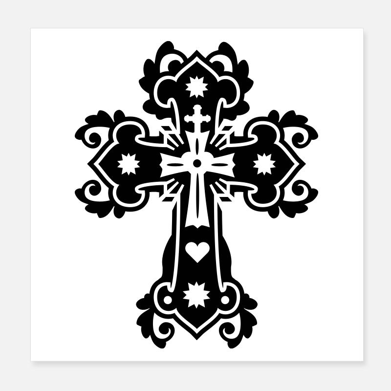gothique croix religieuse croix Poster 20 x 20 cm