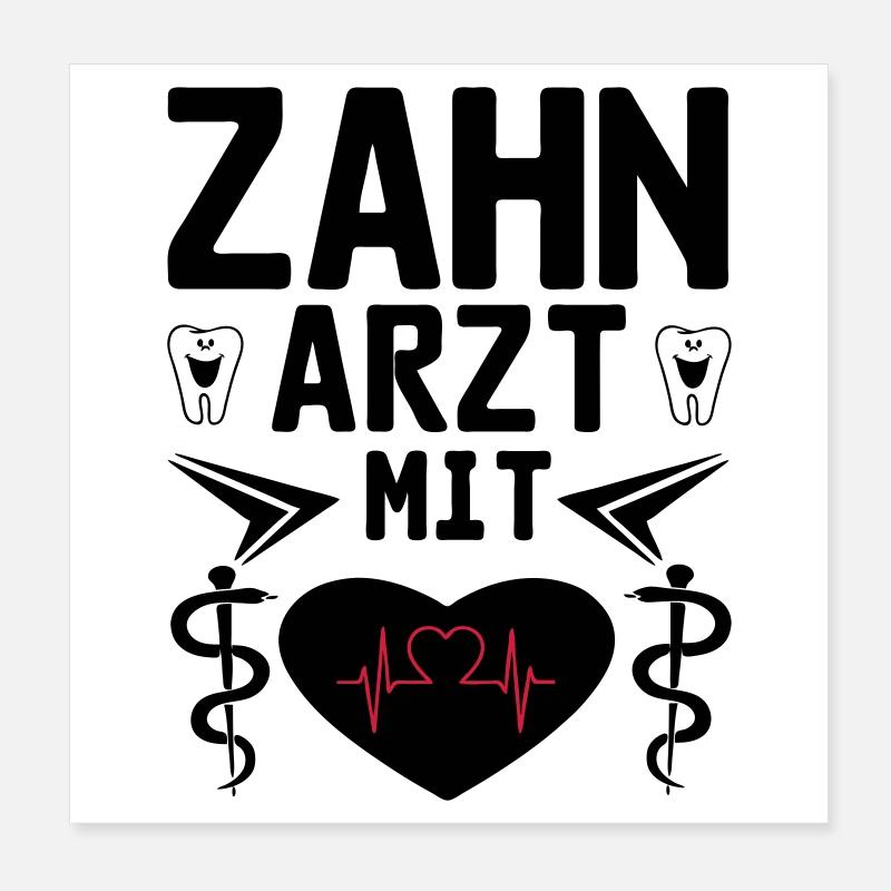 Zahnarzt mit Herz Geschenk Poster 20x20 cm