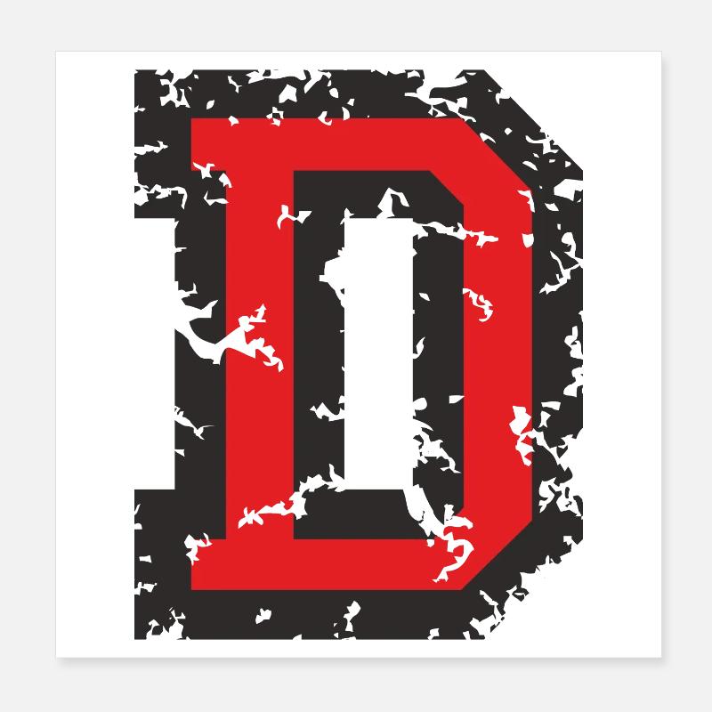 D (Vintage Rot) Buchstabe D Poster 20x20 cm