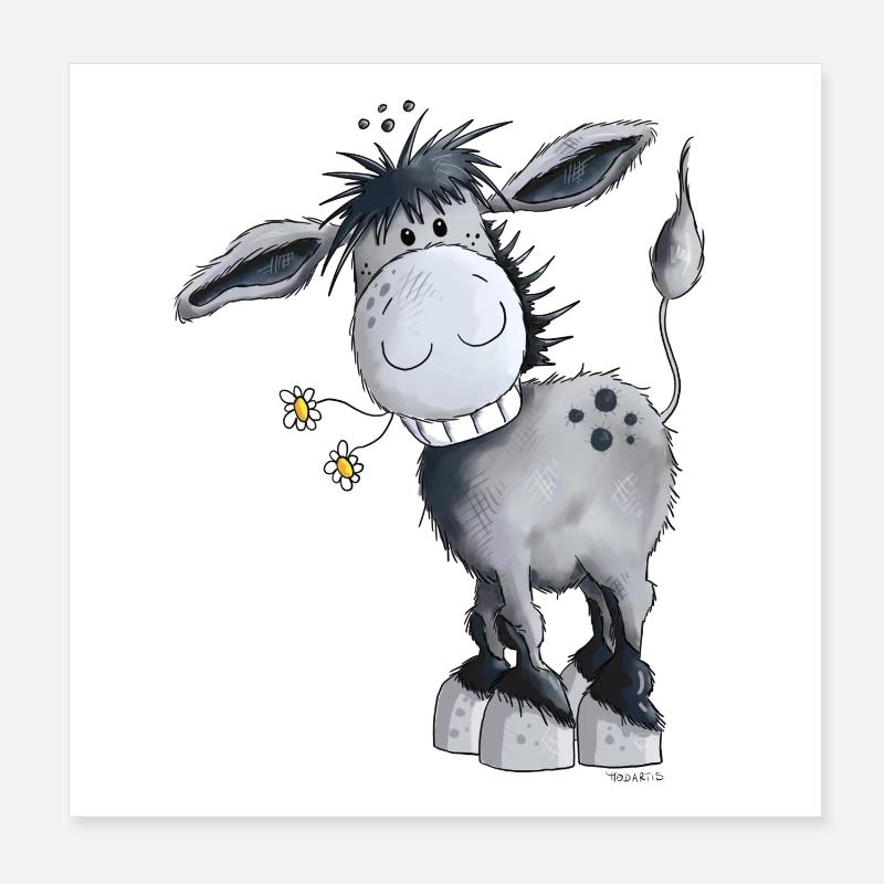 Knuffiger Esel Poster 20x20 cm