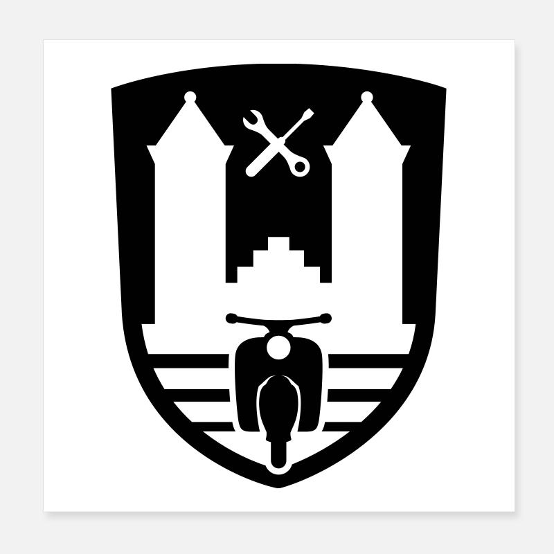 Mopedsport Wappen / Logo / Emblem Poster 20x20 cm