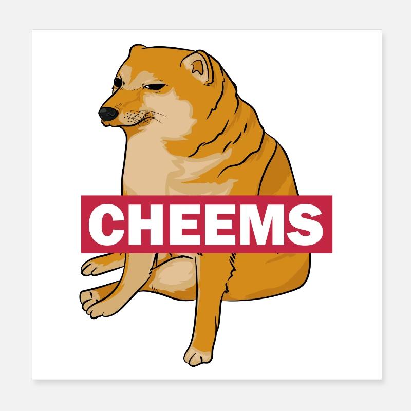 Meme Hund Cheems Poster 20x20 cm