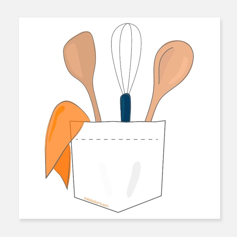 Ustensiles de cuisine en poche Poster 20 x 20 cm