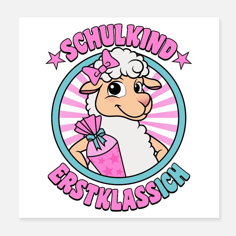 Schulkind Erstklassich Schäfchen Einschulung Poster 20x20 cm