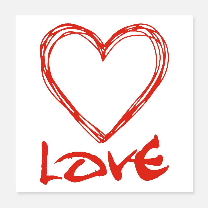 Coeur graffiti rouge Poster 20 x 20 cm