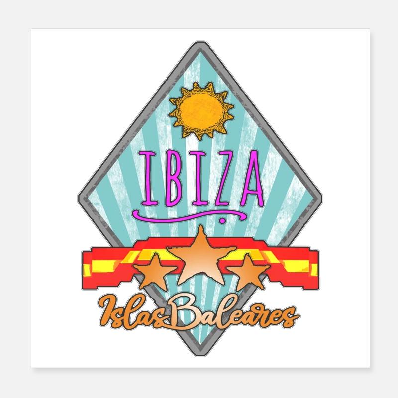 Escapade sur l’île d’Ibiza Design rétro Poster 20 x 20 cm