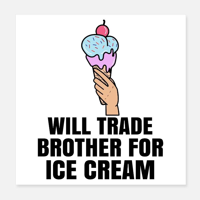 Lustig Statement Nachspeise Süßigkeiten Eis Lecker Poster 20x20 cm