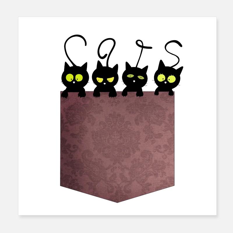 Chats dans la poche Poster 20 x 20 cm