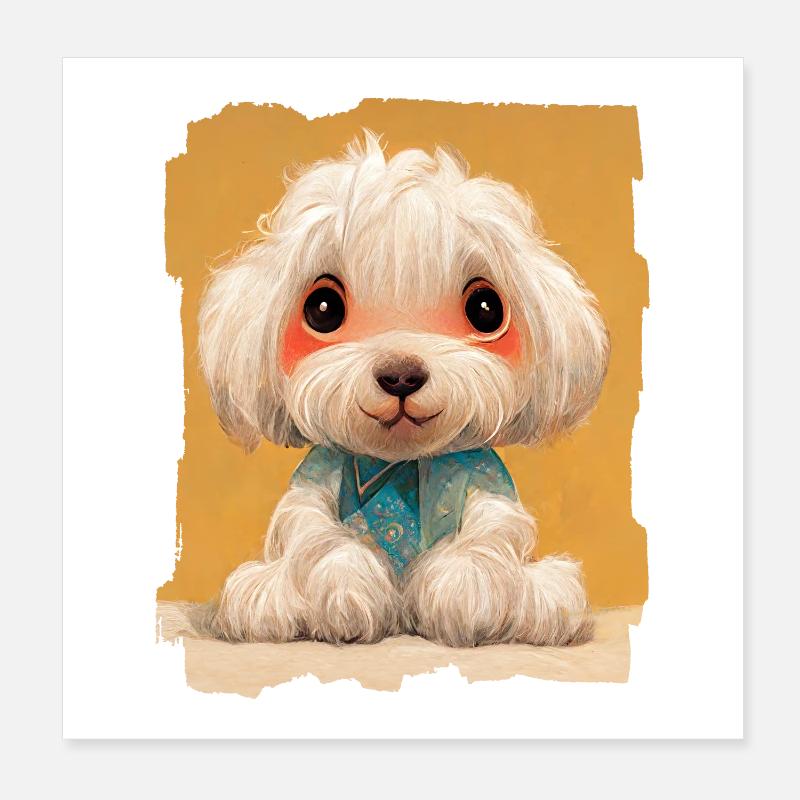 Bébé Bichon Chien Mignon Poster 20 x 20 cm