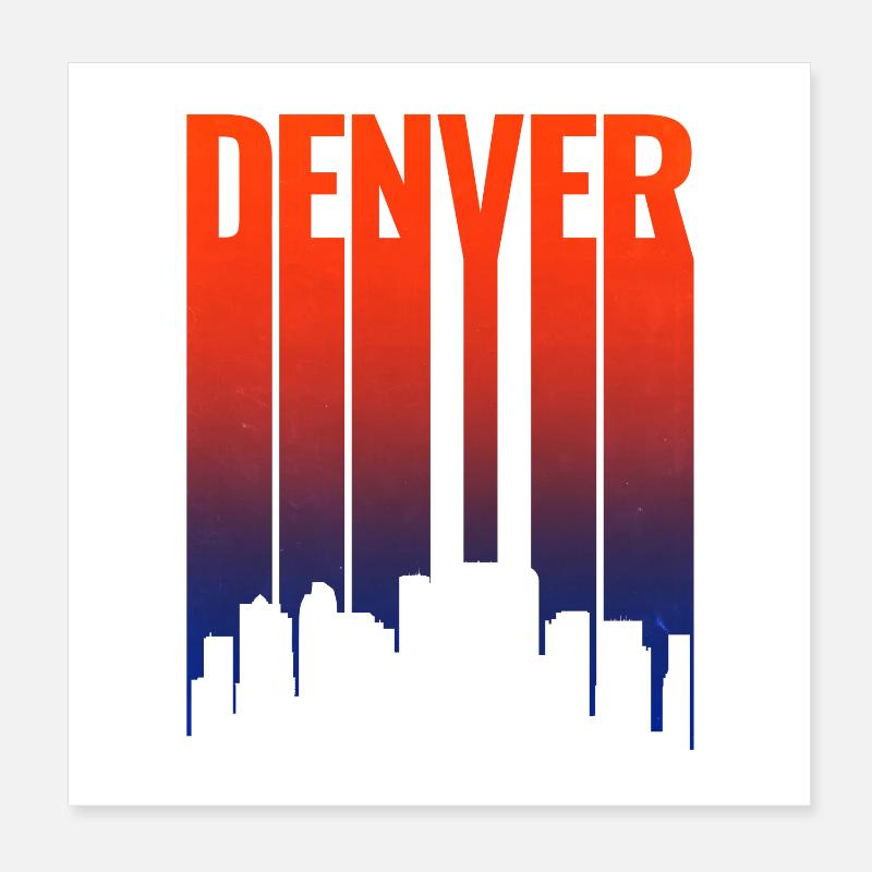 Denver Skyline Sunset Gradient Poster 8" x 8" (20x20 cm)