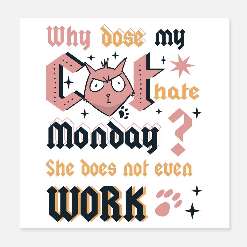 Lundi des chats Poster 20 x 20 cm