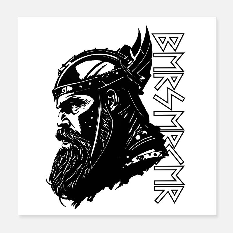 Berserker Viking Runes Odin Thor Valhalla Poster 20 x 20 cm