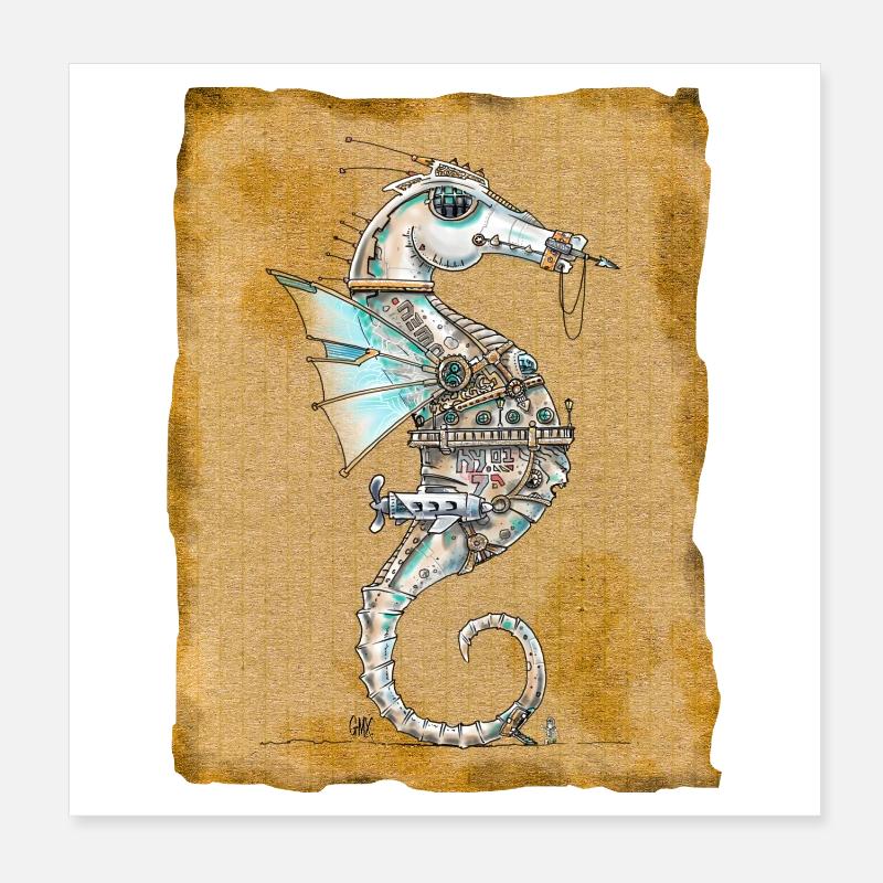 Hippocampe Abyss'patrol by .Némo Poster 20 x 20 cm