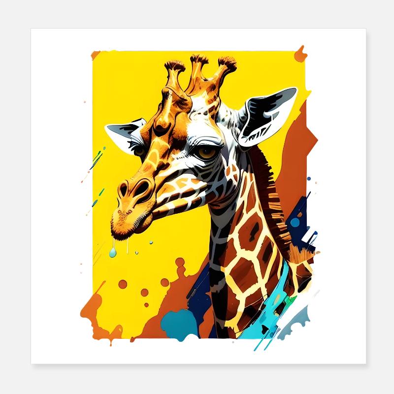 Giraffe Farbexplosion Neon Poster 20x20 cm