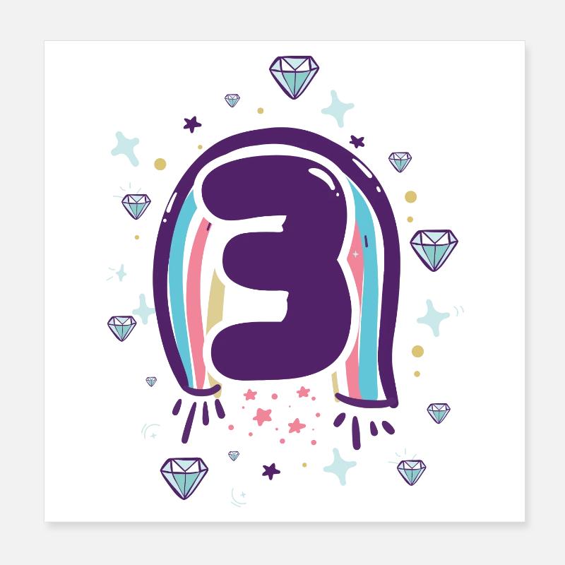 Three Rainbow Gem Emblem Poster 8" x 8" (20x20 cm)