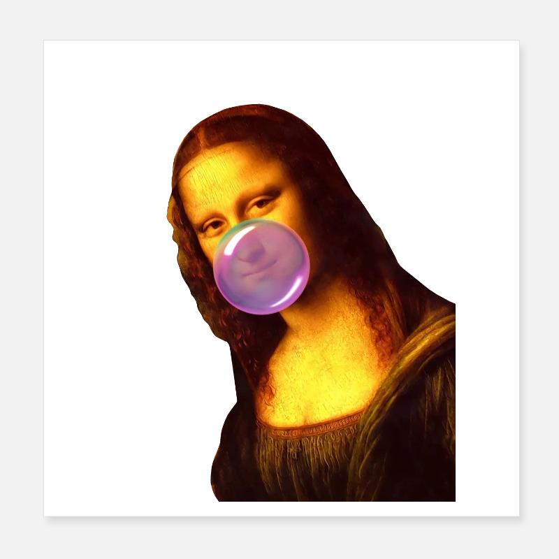 Mona Lisa Chewing gum Bubble Poster 8" x 8" (20x20 cm)