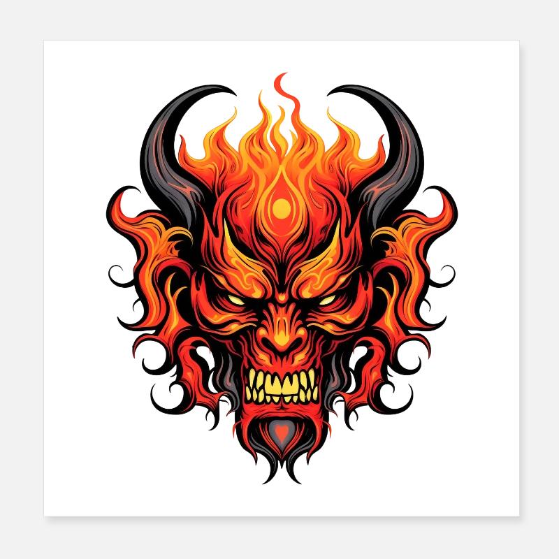 Fire Red Demon Tribal - Mr. Burn, Print Design Poster 8" x 8" (20x20 cm)