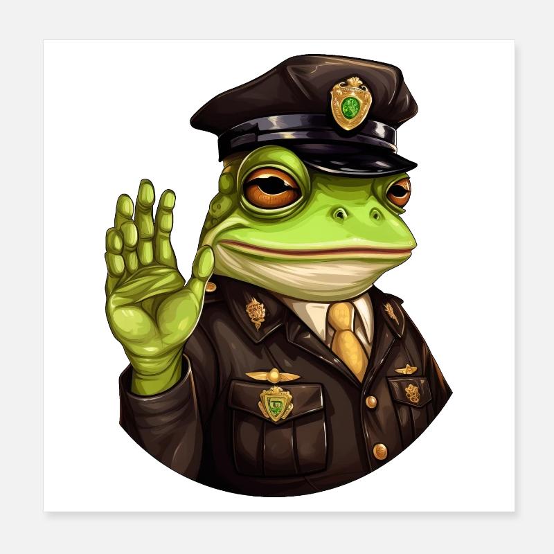 Frog Policeman Poster 8" x 8" (20x20 cm)