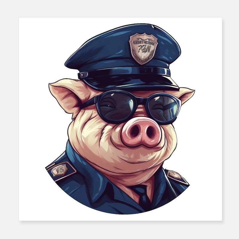 Police cochon Poster 20 x 20 cm