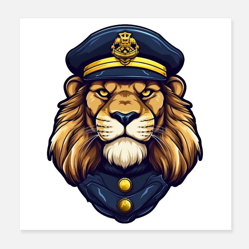 Policière Lion Poster 20 x 20 cm