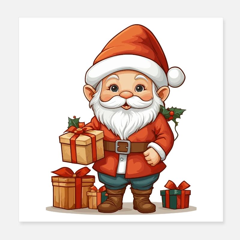 Gnome de Noël Poster 20 x 20 cm