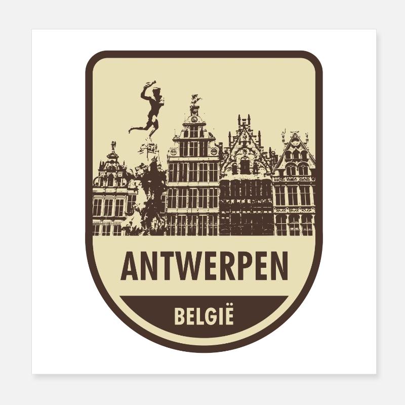 Antwerp Cityscape Sign Poster 8" x 8" (20x20 cm)