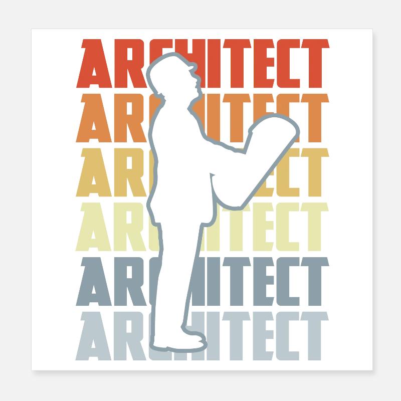 Retro Architekt Poster 20x20 cm