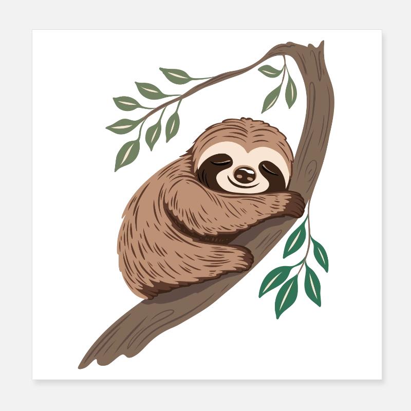Faultier Schlafen Chillen Poster 20x20 cm