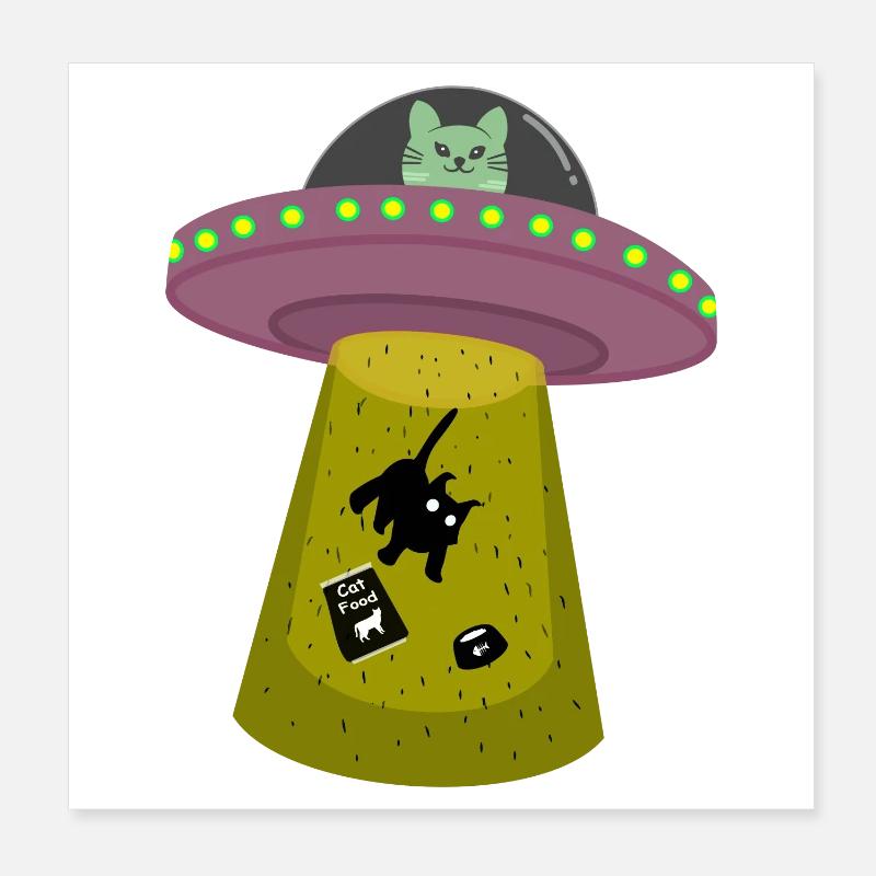 ufo cat Poster 8" x 8" (20x20 cm)