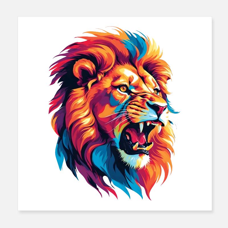 Lion multicolore Poster 20 x 20 cm