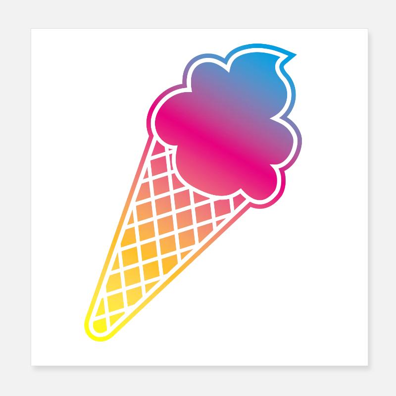 Cadre de crème glacée Dégradé Coloré Cône de crème glacée d’été Glace Poster 20 x 20 cm